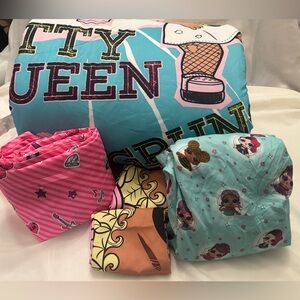 LOL Surprise Dolls Full Bedding Set+Reversible Comforter Like New 5-Piece Girls
